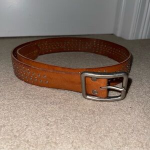 Fossil Brown Leather Studded Belt Size M Rustic Western Boho